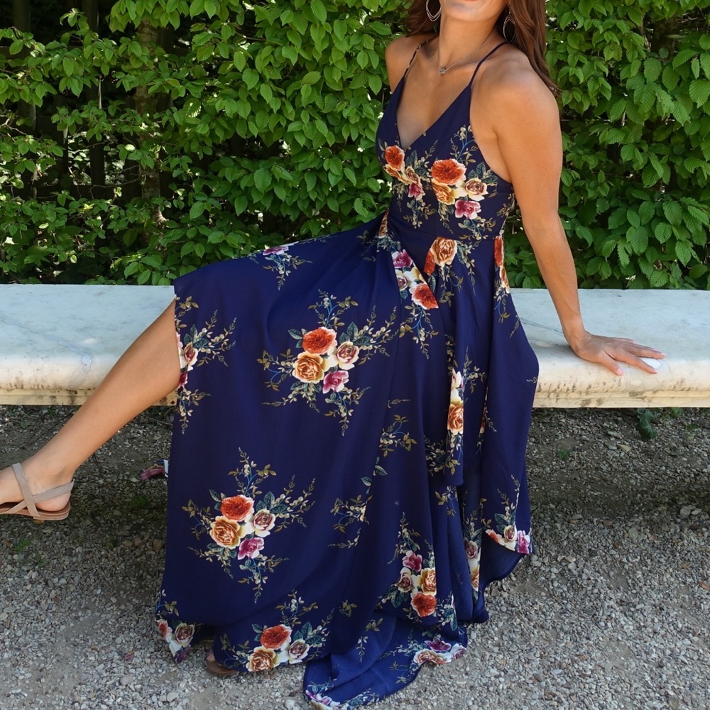 Blue floral maxi dress